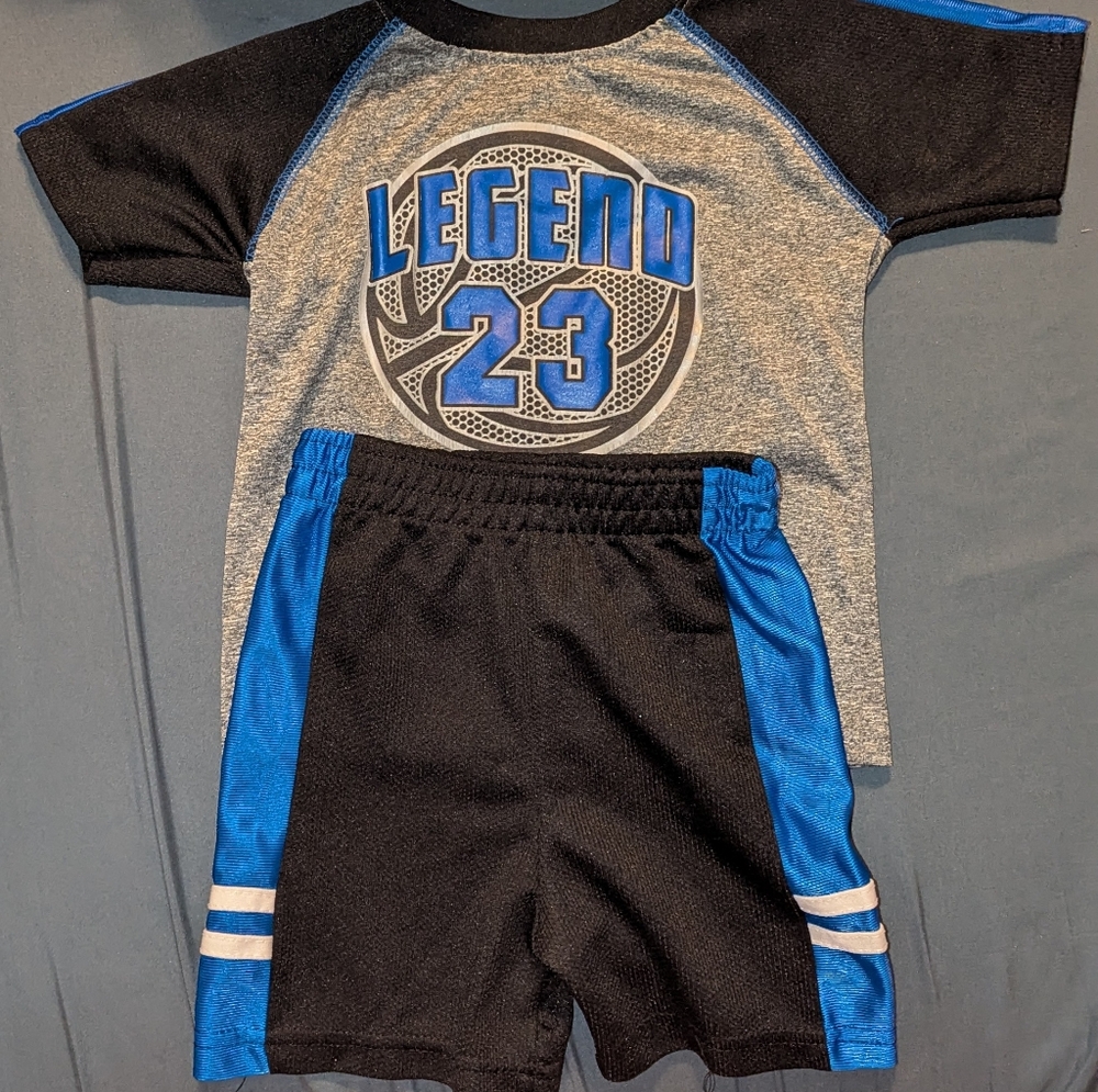 Kids' Black and Blue Sports Shirt/Shorts Set